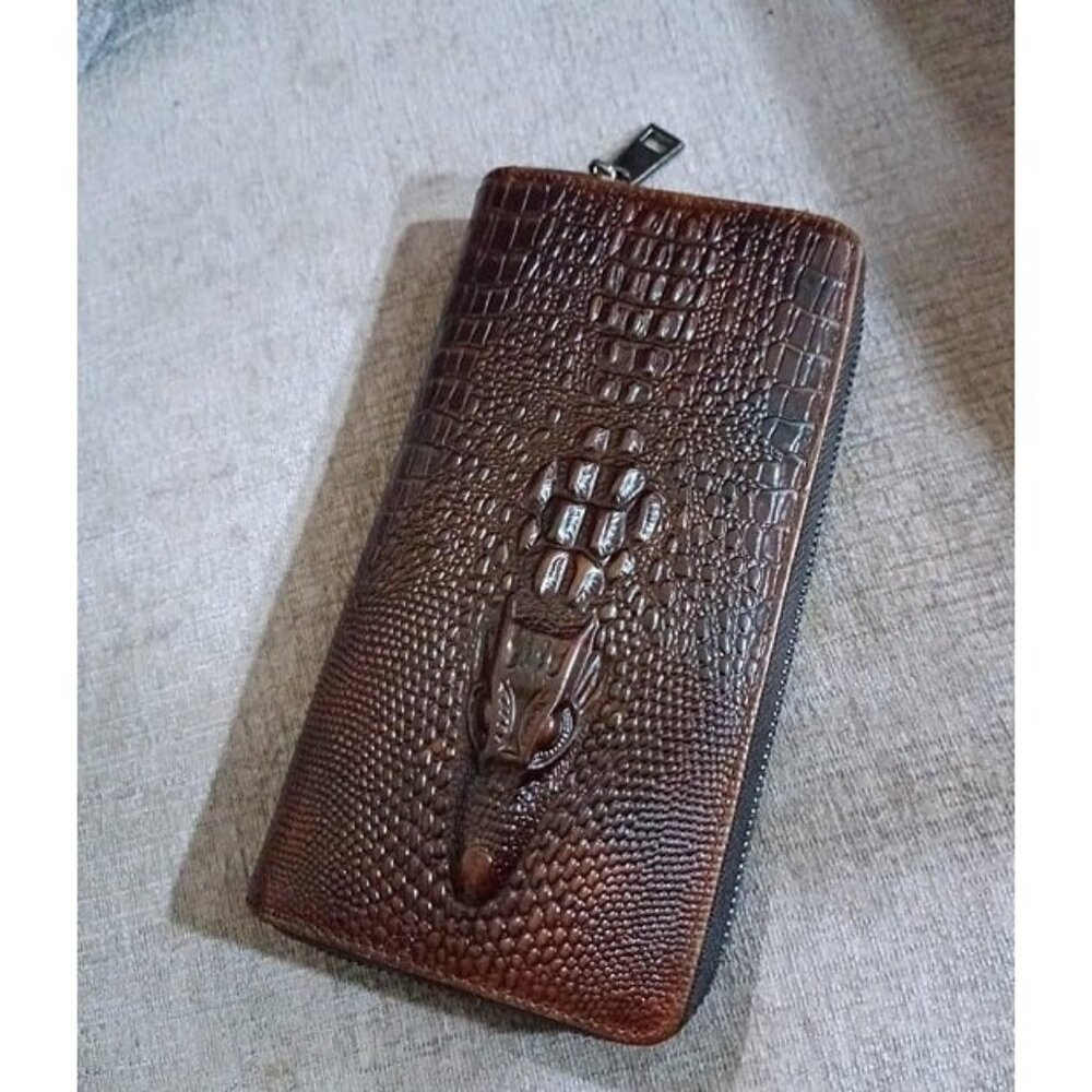 New Genuine Leather Cool Long Wallets for Men Personalized Zip Around Wallet